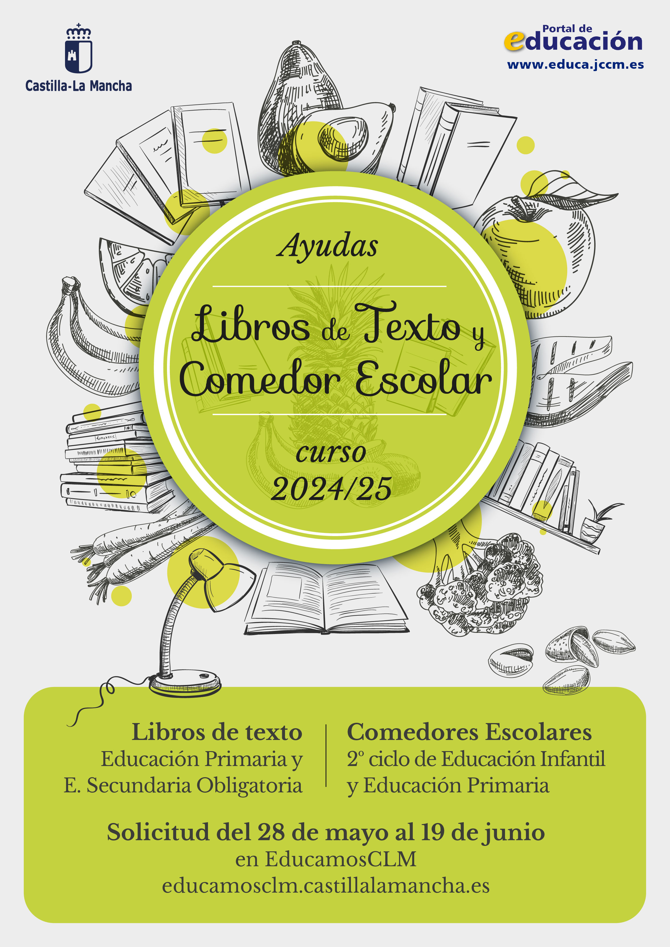 Convocatoria de ayudas - Comedores escolares y Libros de texto. Curso 2024/2025 (Período Ordinario)