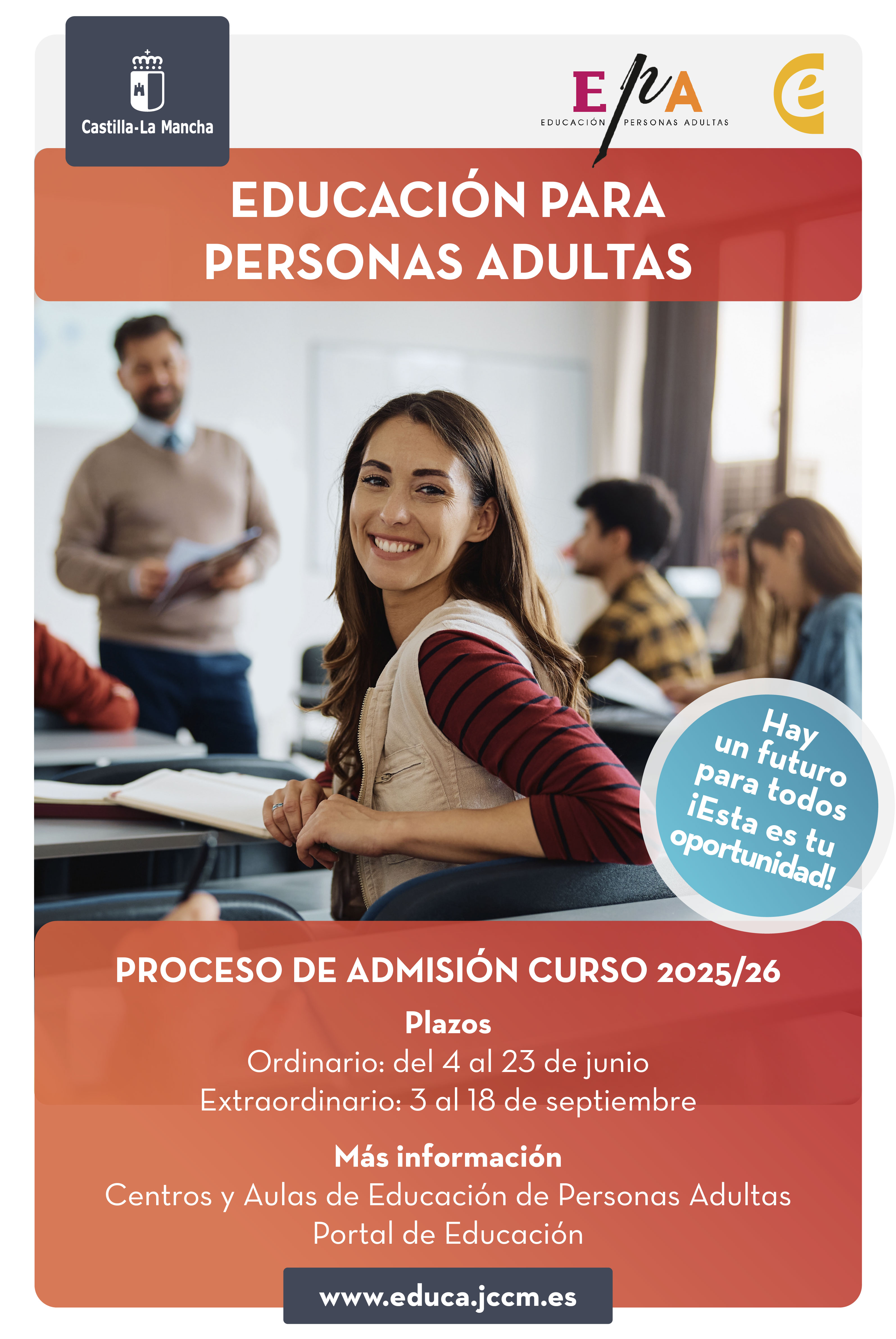 Cartel de admisión de Educación de Personas Adultas curso 2025/26