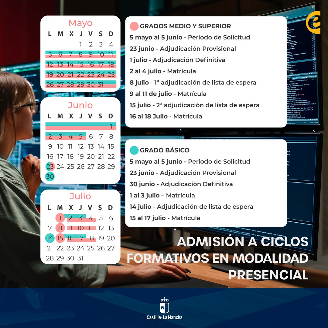 Calendario de admisión de los Ciclos Formativos de Grado Básico 2025/2026