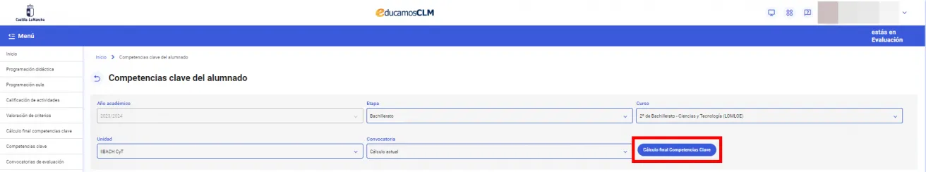 82. ¿Cómo se pasa el cálculo final de las competencias clave a los informes? Imagen 1