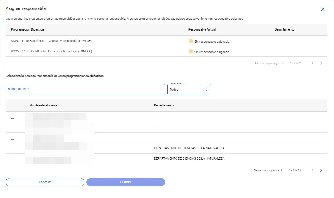 7. ¿Cómo se configura el responsable de la elaboración de la programación didáctica? Imagen 3
