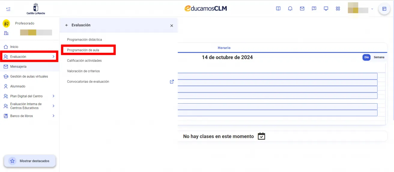 35. ¿Cómo creo la programación de aula? Imagen 1