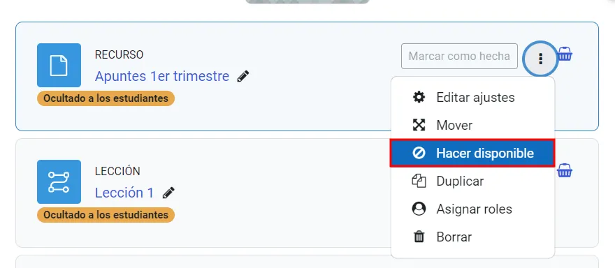 57. ¿Por qué yo veo una sección, actividad o recurso, pero mi alumnado no? Imagen 3
