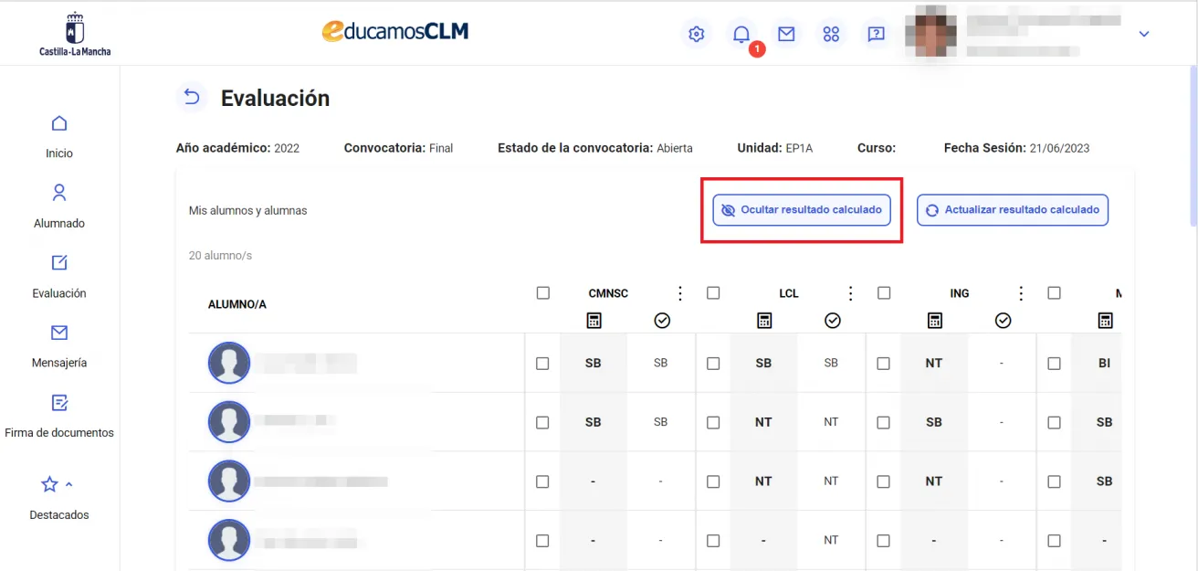 71. He accedido al cuaderno de evaluación como tutor de un grupo. ¿Tengo las mismas funcionalidades que en Gestión Educativa (Delphos)? Imagen 1