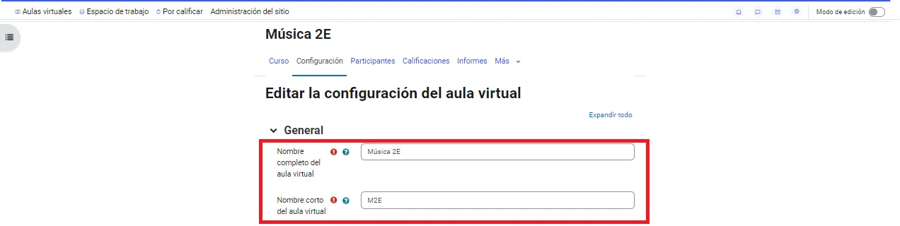 30. ¿Cómo cambio el nombre de un curso? Imagen 2
