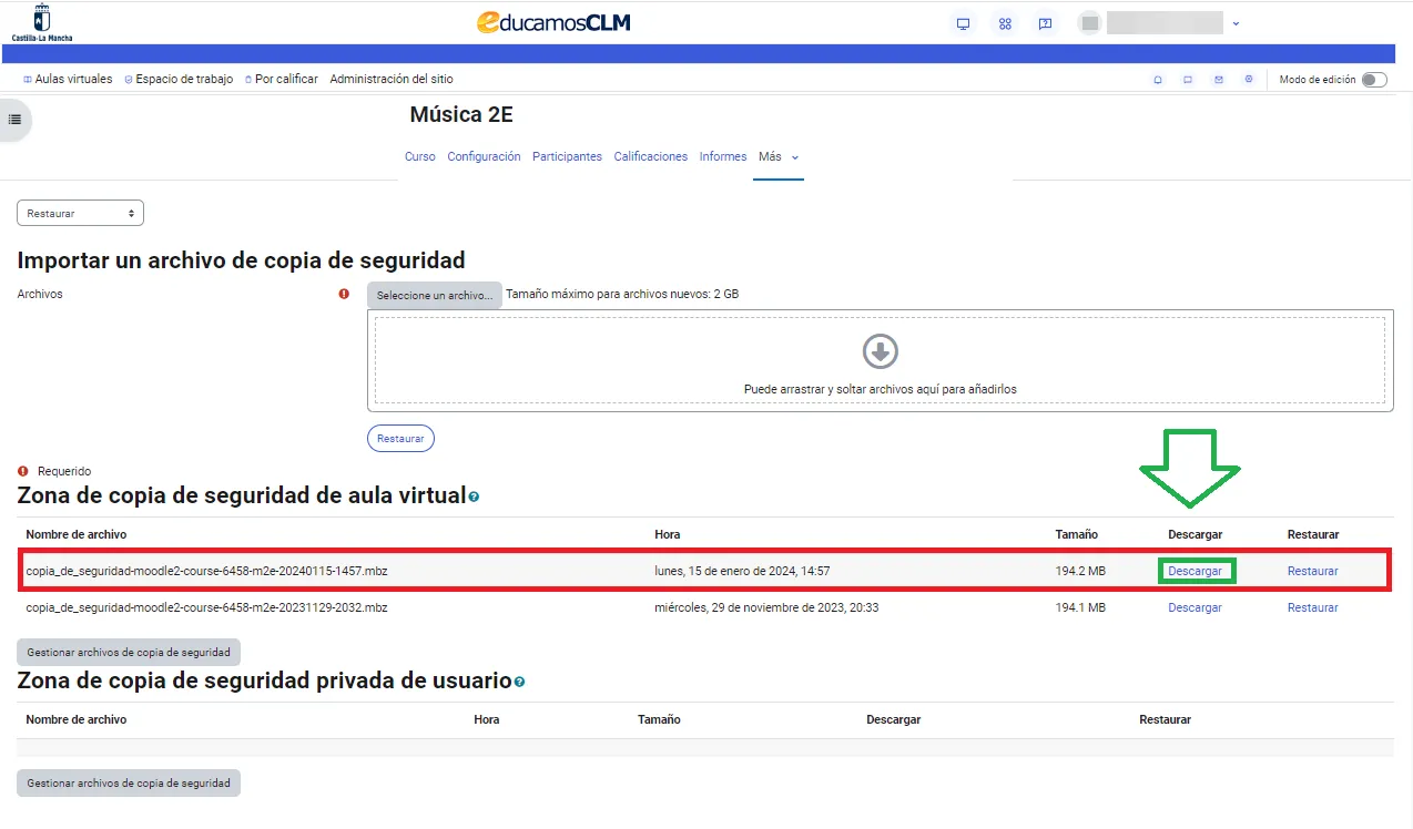 37. ¿Cómo realizo una copia de seguridad de mi asignatura? Imagen 2