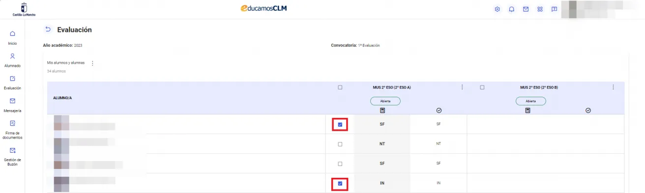70. ¿Cómo cambio los resultados de la materia a varios estudiantes a la vez? Imagen 1