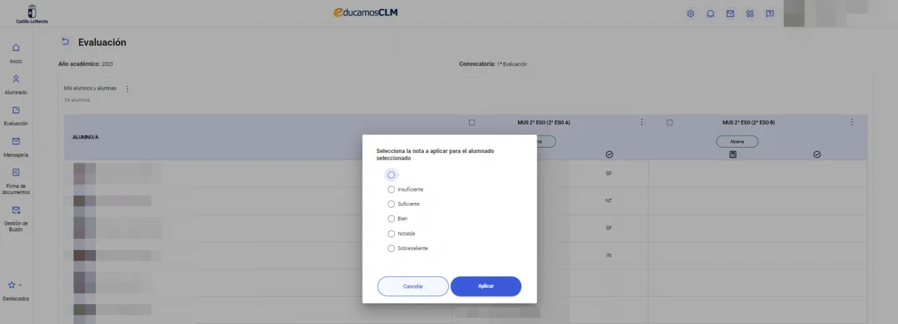 70. ¿Cómo cambio los resultados de la materia a varios estudiantes a la vez? Imagen 3