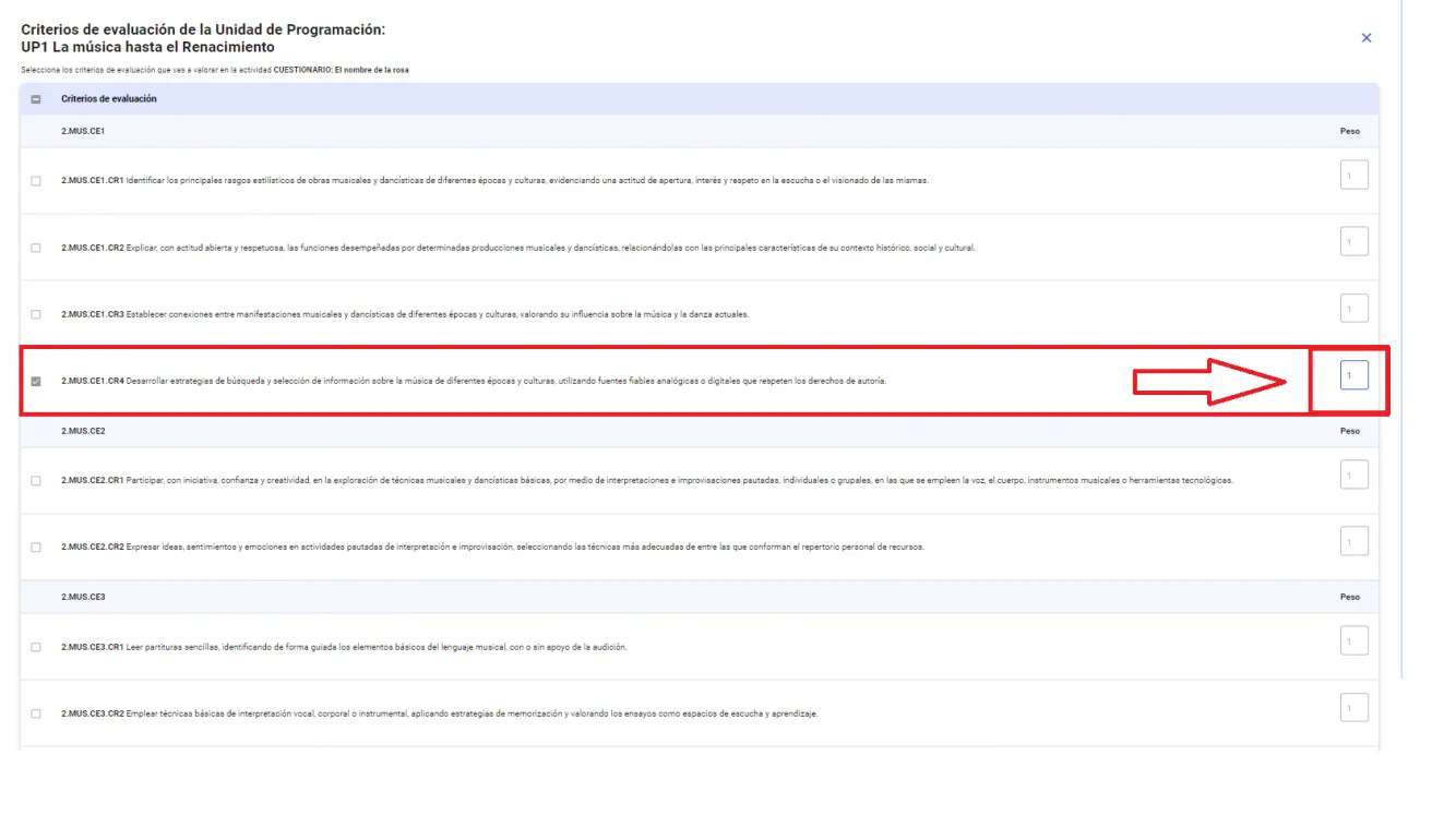 52. ¿Se trasladan las ponderaciones que he establecido en el Entorno de Aprendizaje al cuaderno de evaluación? Imagen 3