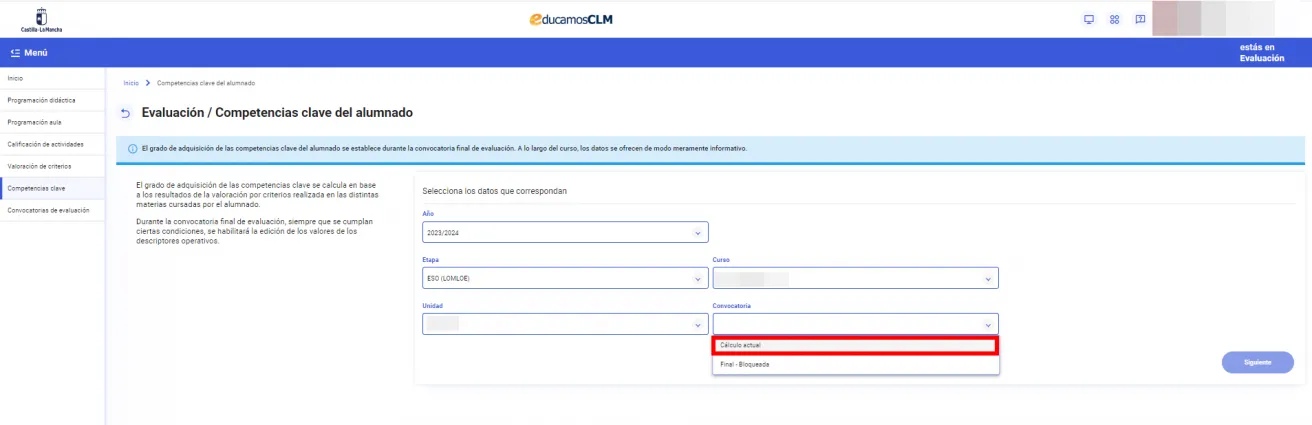 81. ¿Cómo puedo consultar el grado de adquisición de competencias clave del alumnado de mi tutoría? Imagen 1