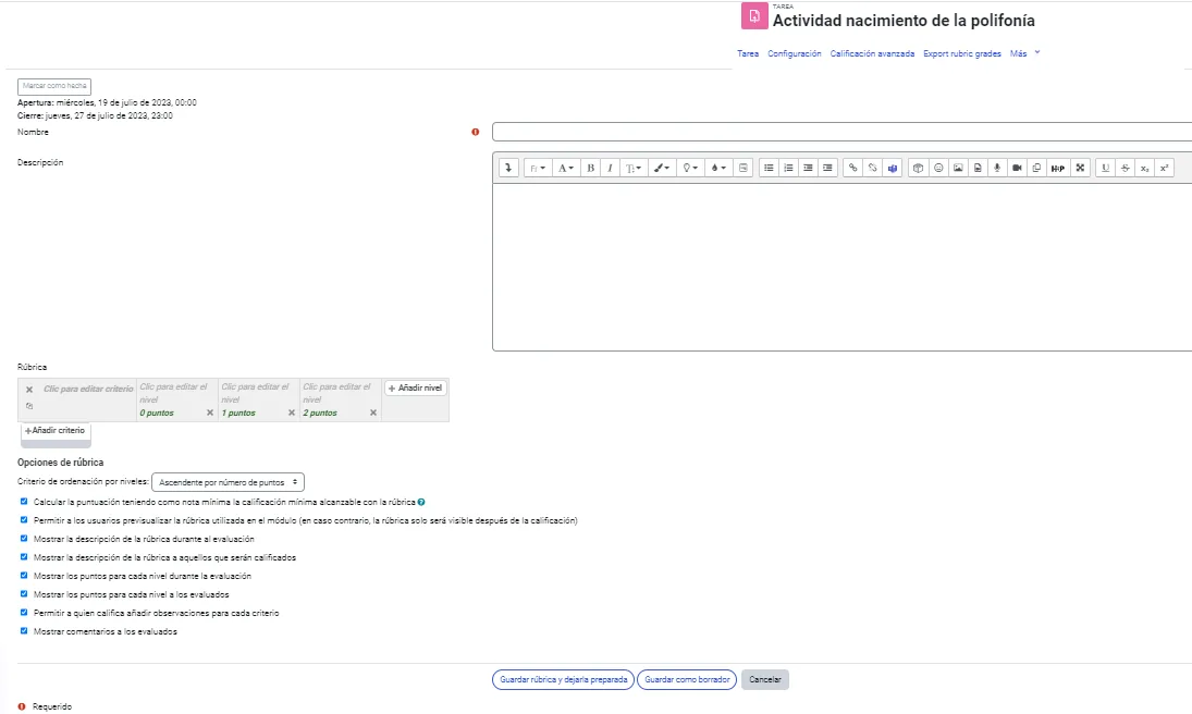 74. ¿Cómo configuro una tarea para calificarla usando rúbricas? Imagen 3