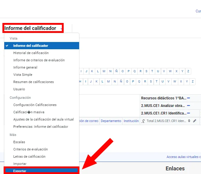 100. ¿Se pueden exportar las calificaciones? ¿En qué formato? Imagen 2