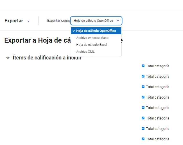 100. ¿Se pueden exportar las calificaciones? ¿En qué formato? Imagen 3