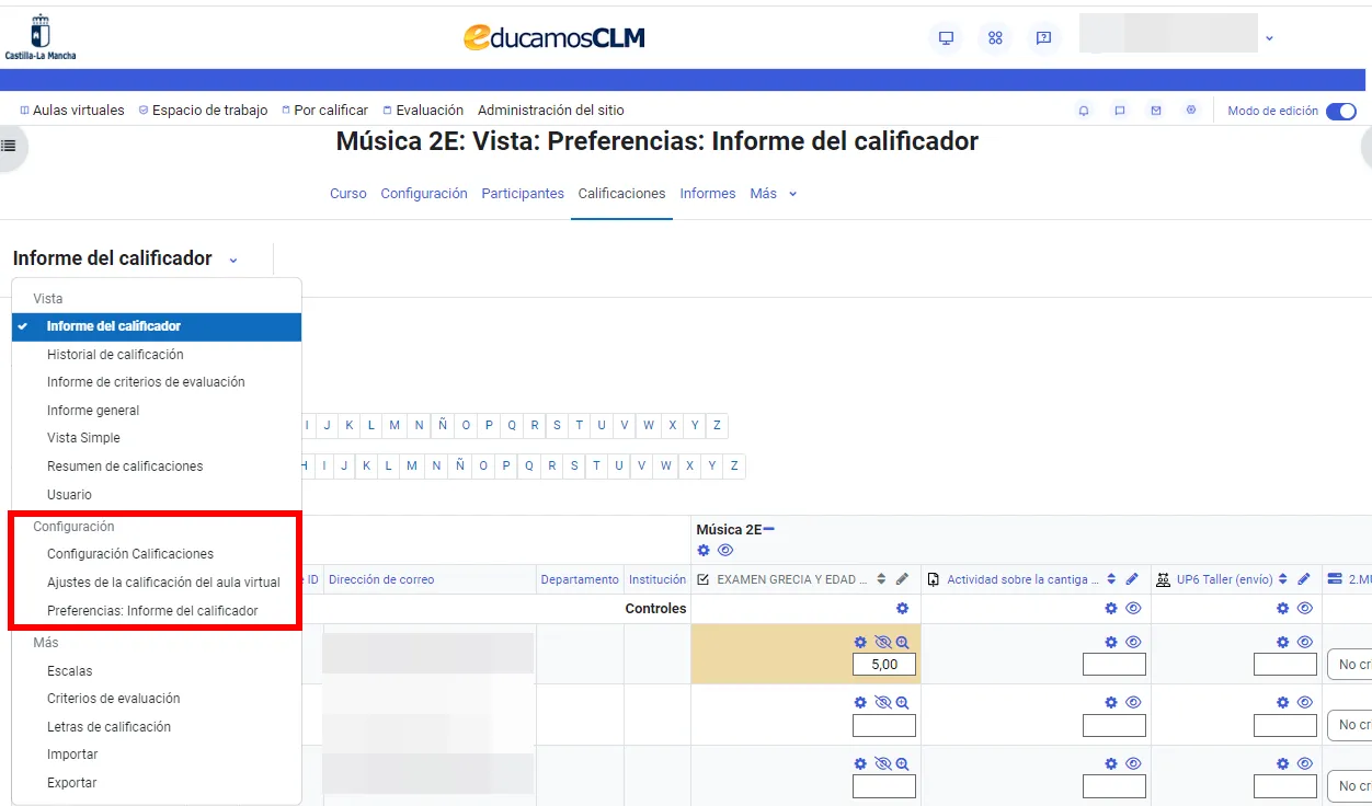 110. ¿Cómo configuro el informe calificador? Imagen 1