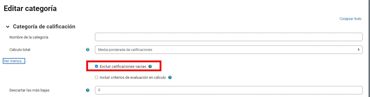 111. Cómo configuro el libro de calificaciones para que tenga en cuenta o no las calificaciones en blanco. Imagen 3
