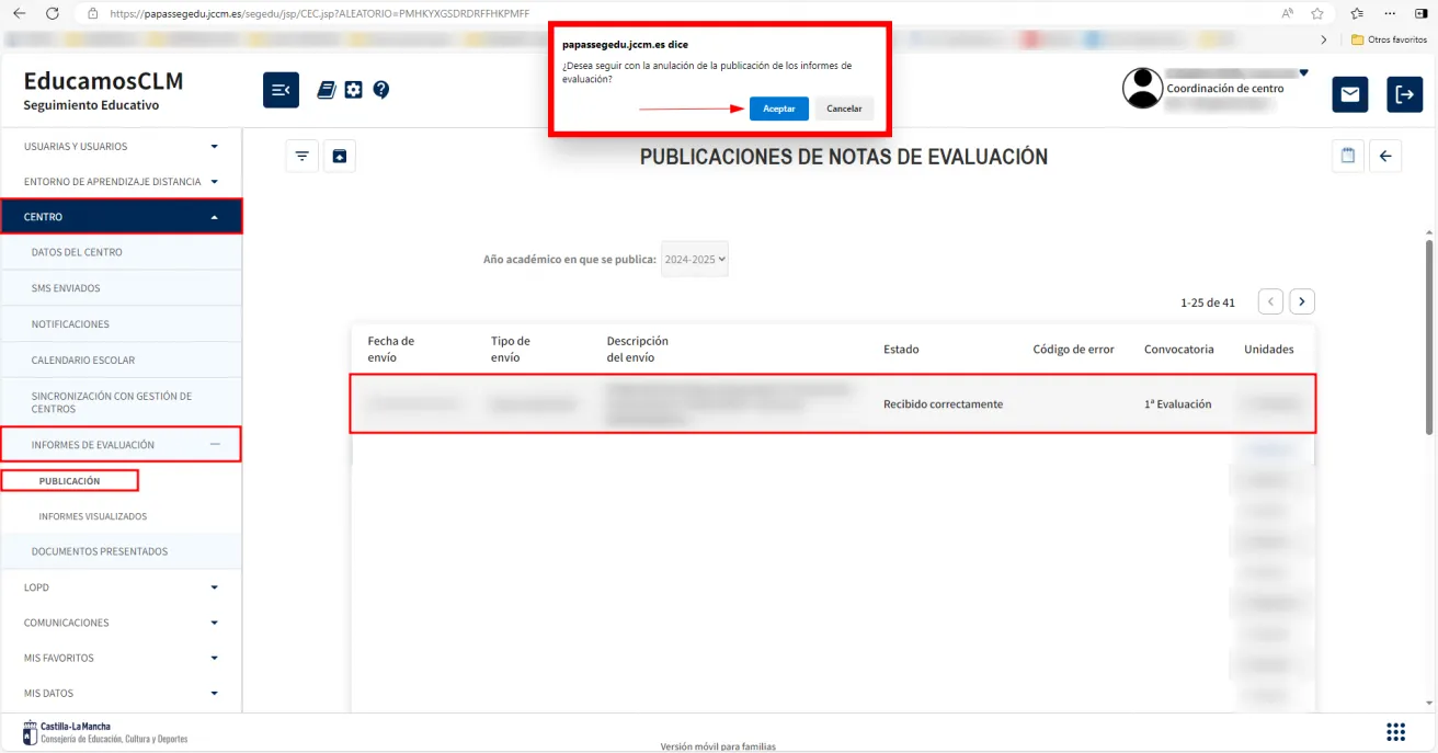 ¿Se puede anular una publicación de informes de evaluación? Imagen 1