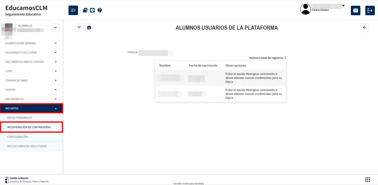¿Puedo recuperar las claves de mi hijo o hija? Imagen 1