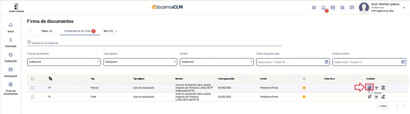 103. ¿Cómo realizo la firma de actas de los grupos a los que pertenezco? Imagen 4