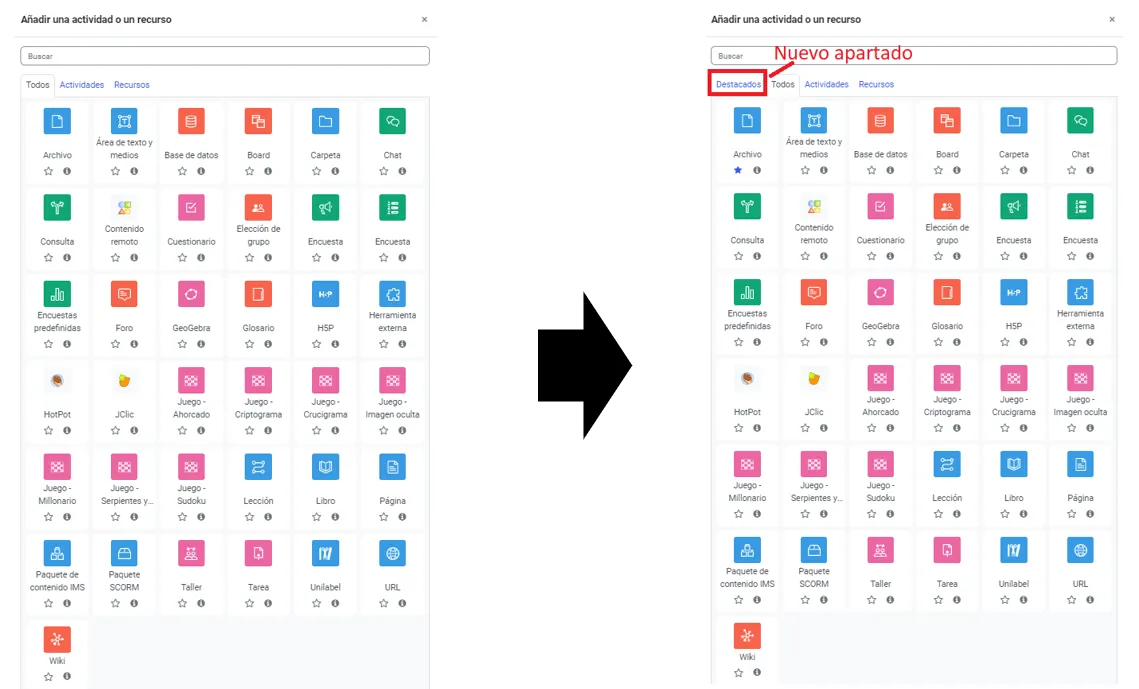 60. ¿Cómo hago una selección de los recursos y/o actividades que más utilizo? Imagen 1