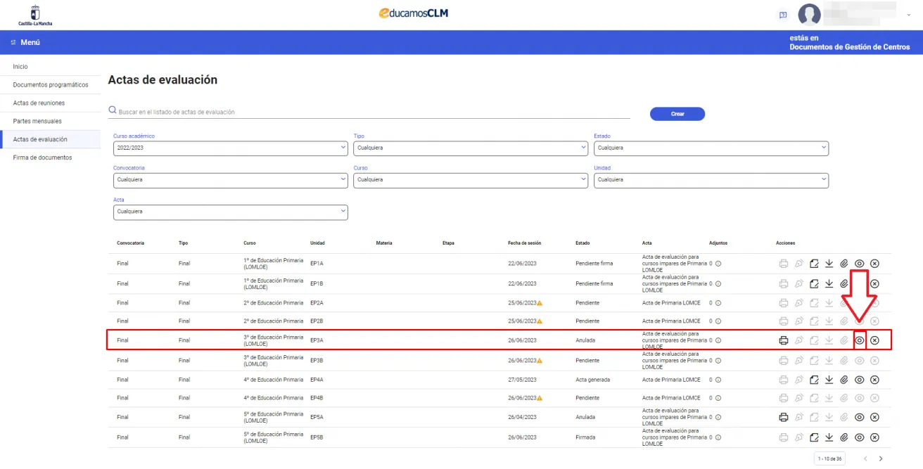 112. ¿Cómo puedo consultar un acta que ha sido anulada? Imagen 1