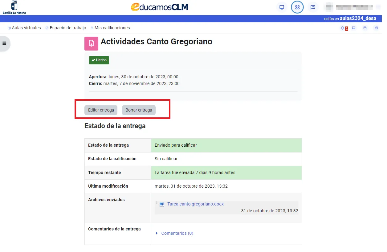 18. Tarea: Me he equivocado en la entrega. ¿Qué puedo hacer? Imagen 1