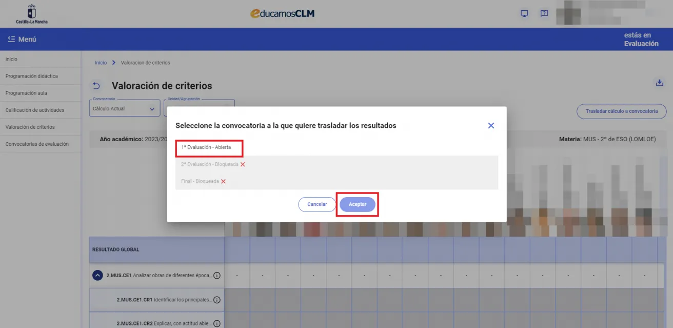 63. ¿Se trasladan directamente los datos del cuaderno de evaluación al acta de evaluación? Imagen 2