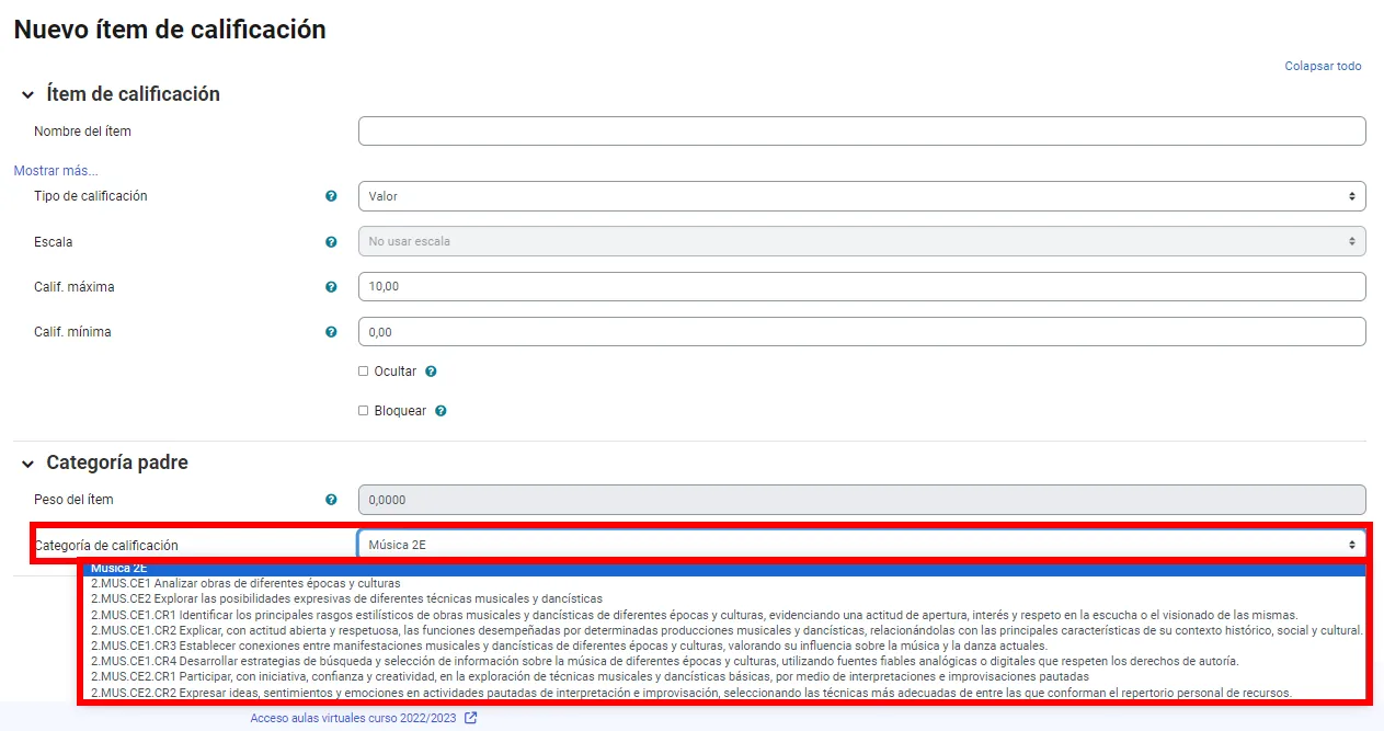106. Quiero añadir calificaciones que no han sido evaluadas en el Entorno de Aprendizaje Imagen 2