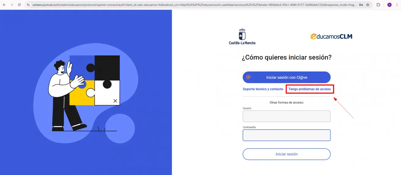 Tengo problemas de acceso EducamosCLM